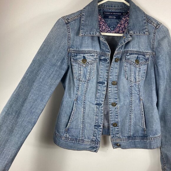 Womens Tommy Hilfiger Floral Detail‎ Jean Jacket XS - Picture 3 of 9